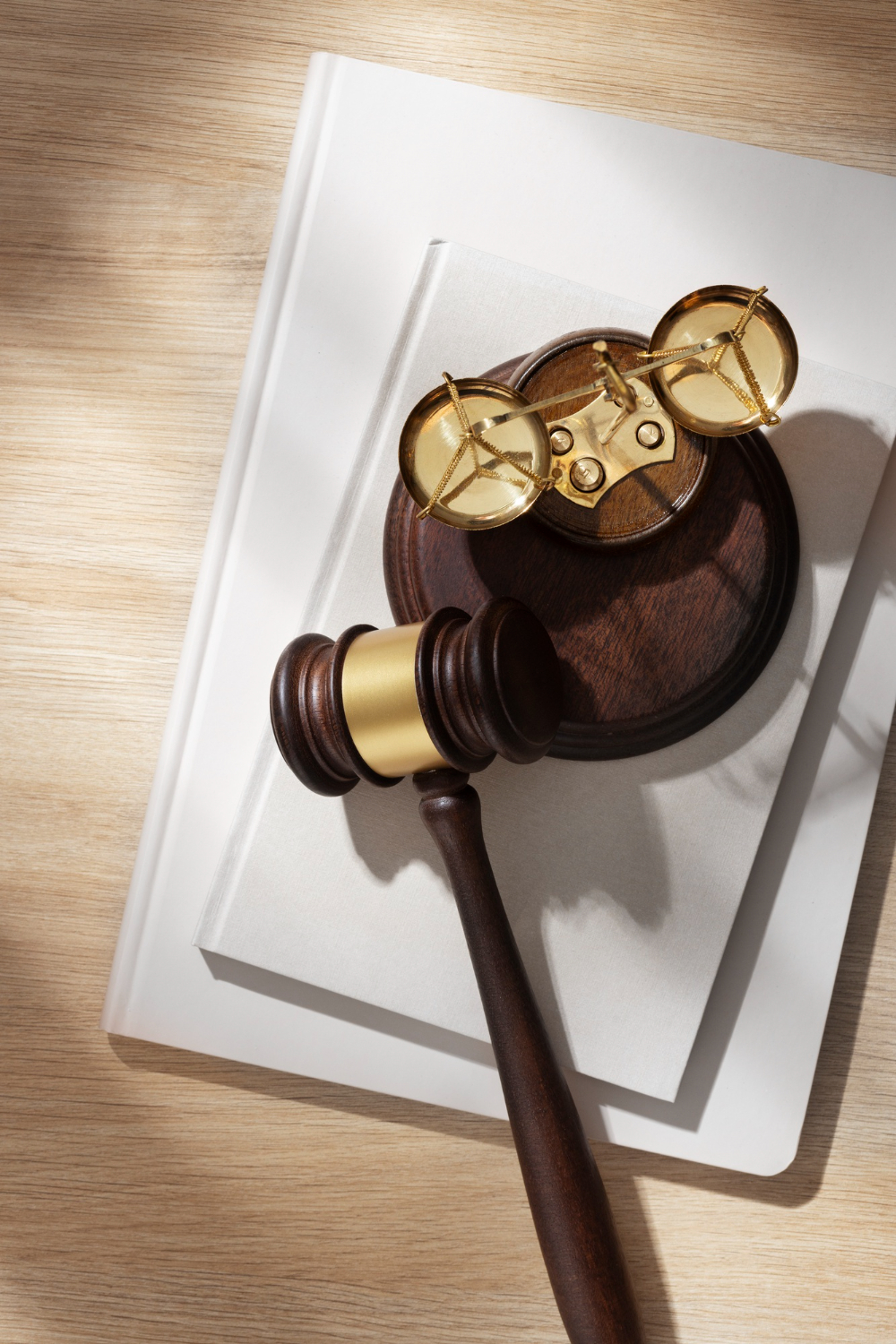 Des symboles juridiques sur un bureau avocat-immobilier