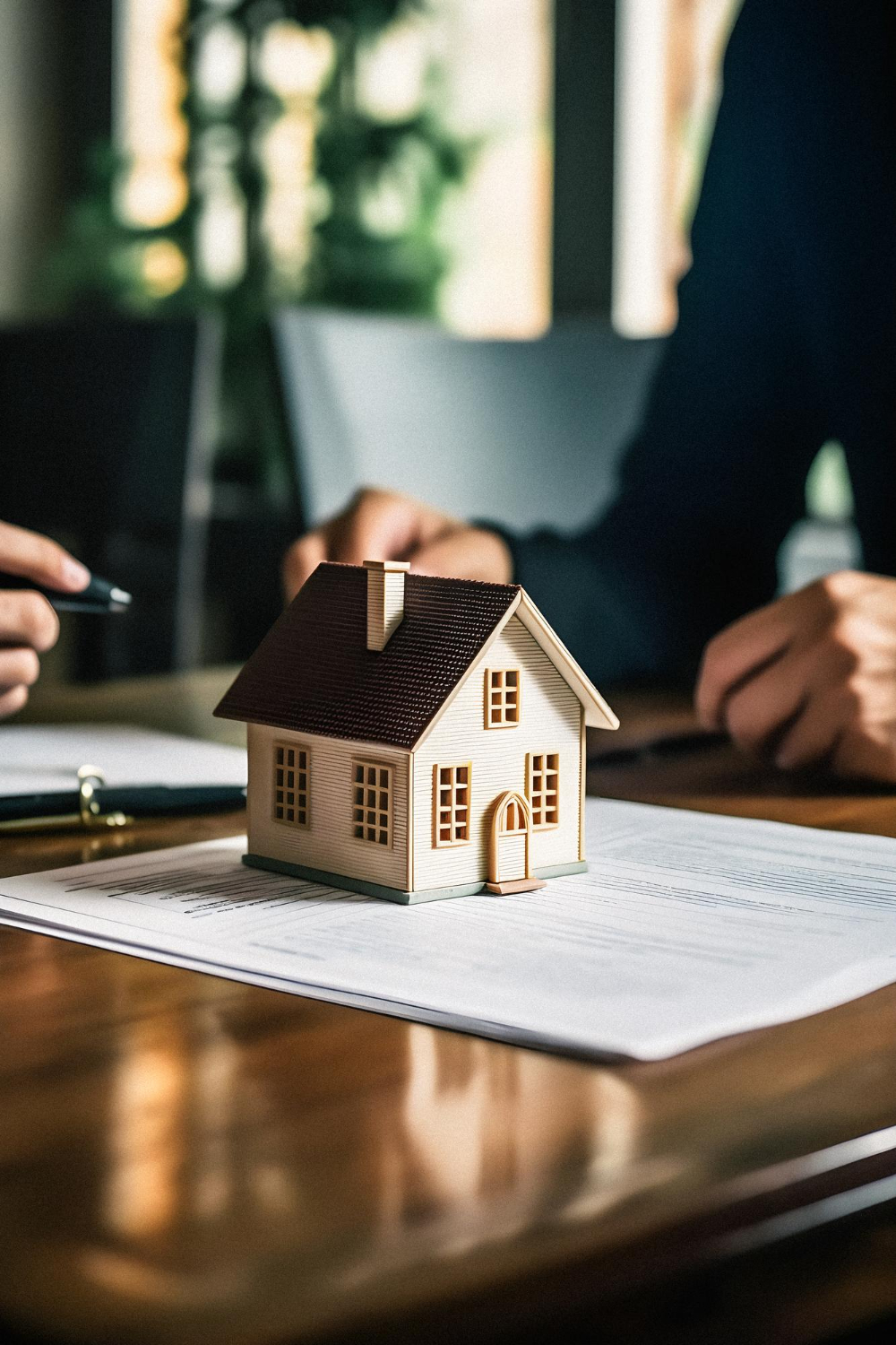 Deux personnes devant des contrats immobiliers droit-immobilier